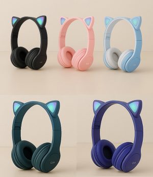 p47m Wireless Bluetooth Headphone Cat RGB LED
