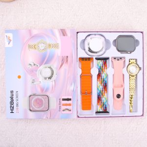 Gift Set- H28 Plus 3 Bands Fashion Women's Smartwatch - Connected Watch with earbuds