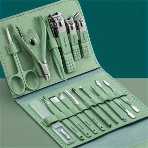 16-Piece Stainless Steel Nail Clipper Set – with Folding Storage Bag